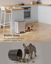 20L Metallic Silver Kitchen Bin with Non Slip Pedal and Soft Close Lid by Songmics