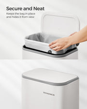 20L White Kitchen Bin with Wide Non Slip Pedal and Soft Close Lid by Songmics