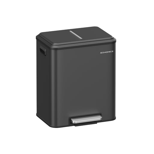 Double Recycling and Waste Bin in Ink Black with Dual Compartments by Songmics