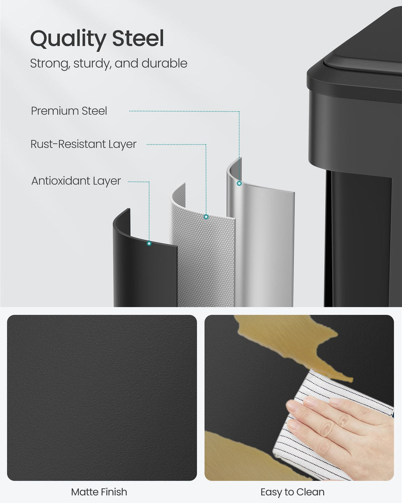 Double Recycling and Waste Bin in Ink Black with Dual Compartments by Songmics