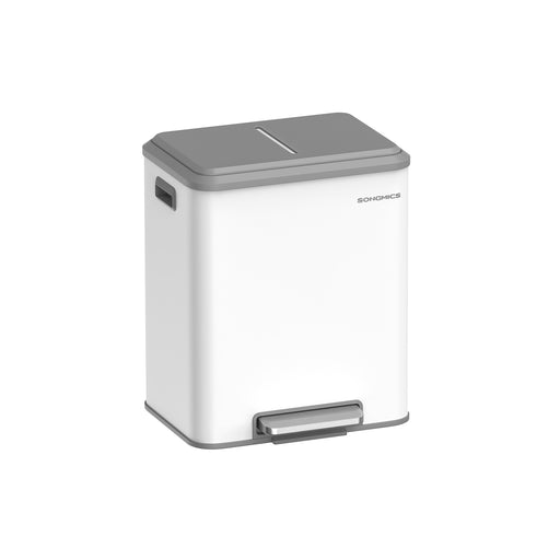 Double Recycling and Waste Bin in Cloud White with Dual Compartments by Songmics