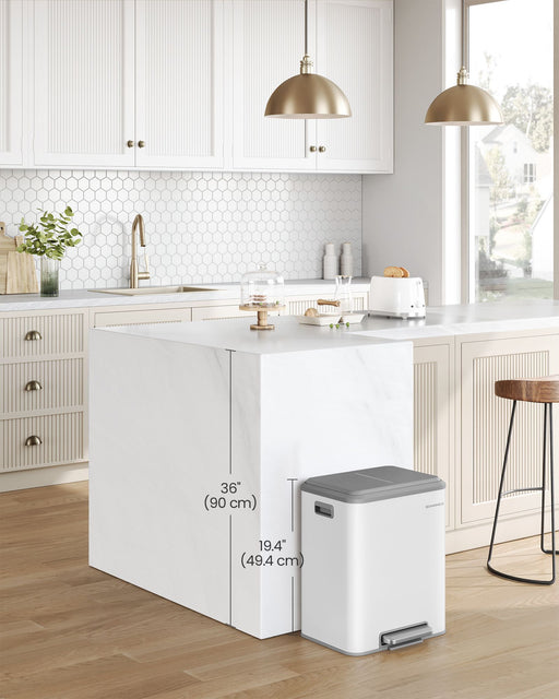 Double Recycling and Waste Bin in Cloud White with Dual Compartments by Songmics