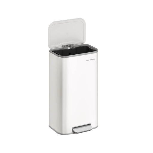 30L Cloud White Kitchen Bin with Soft Close Lid and Non Slip Pedal by Songmics