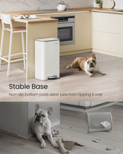 30L Cloud White Kitchen Bin with Soft Close Lid and Non Slip Pedal by Songmics