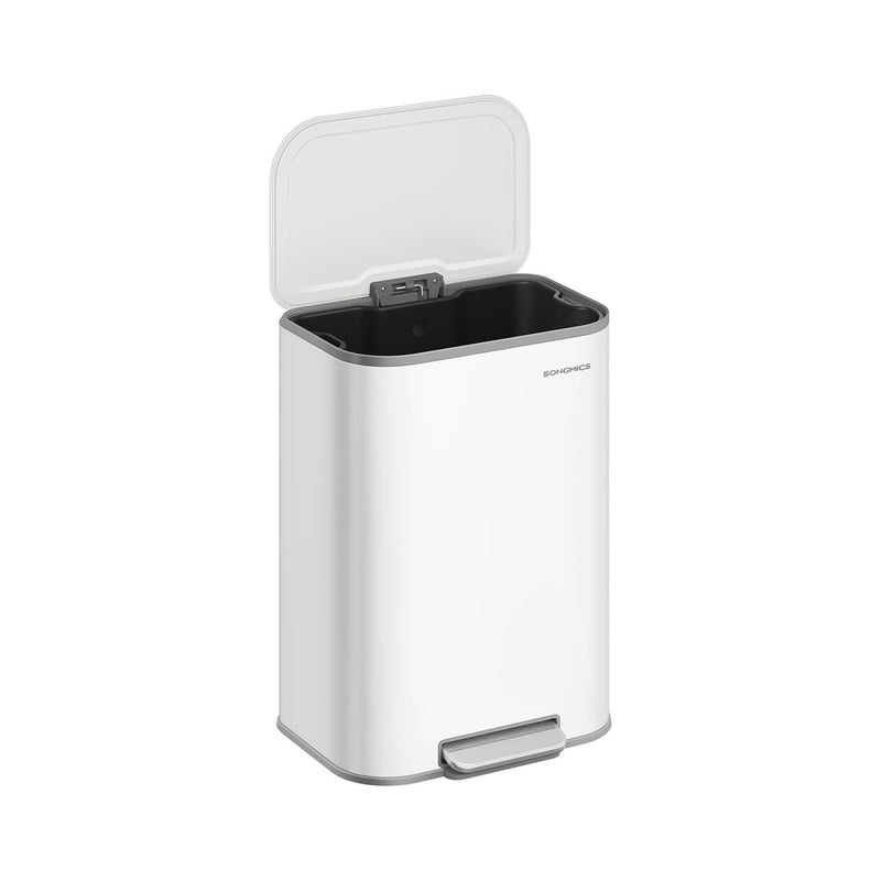 50L Kitchen Bin with Soft Close Lid and Non Slip Pedal in Cloud White by Songmics