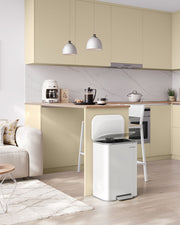 50L Kitchen Bin with Soft Close Lid and Non Slip Pedal in Cloud White by Songmics