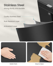 Black 3 Compartment Rubbish Bin for General Waste with Pedal Lids by Songmics