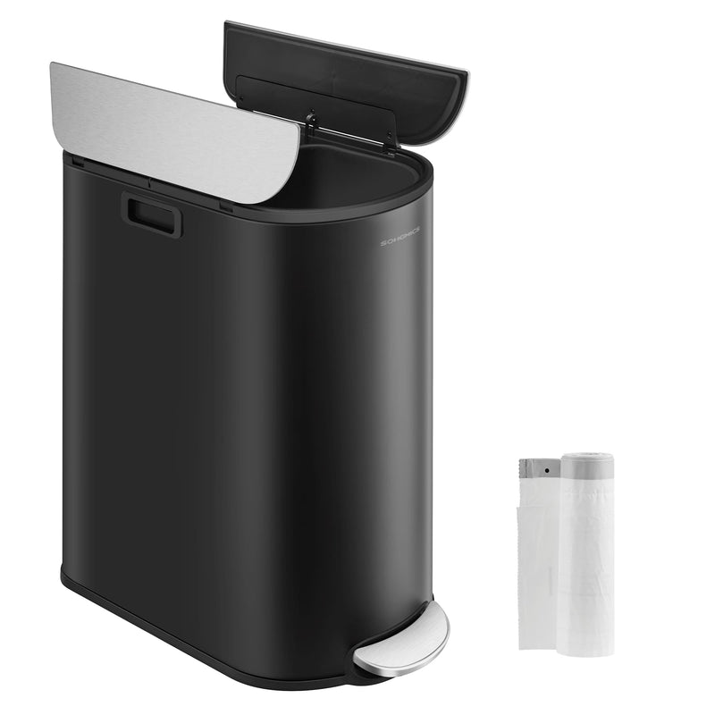 Double Kitchen Bin 30L and 20L Duo with Soft Close in Black and Silver by Songmics