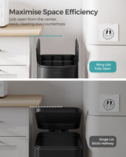 Double Kitchen Bin 30L and 20L Duo with Soft Close in Black and Silver by Songmics