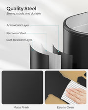 Close-up of the steel finish on the Songmics dual bin