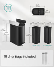 Songmics dual compartment bin with bin bags in each section