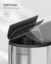 30L and 20L Dual Compartment Kitchen Recycling Bin in Metallic Silver by Songmics