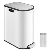 Double Kitchen Recycling Bin 30L and 20L in White and Silver Space Saving Design by Songmics