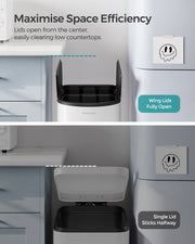 Double Kitchen Recycling Bin 30L and 20L in White and Silver Space Saving Design by Songmics