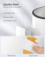 Double Kitchen Recycling Bin 30L and 20L in White and Silver Space Saving Design by Songmics