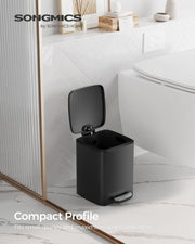6L Small Rubbish Bin with Lid Compact Waste Container for Bathroom or Office by Songmics