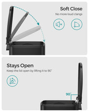 6L Small Rubbish Bin with Lid Compact Waste Container for Bathroom or Office by Songmics