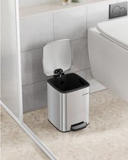 6L Pedal Bin Metallic Silver Space Saving Design Ideal for Bathrooms and Toilets by Songmics