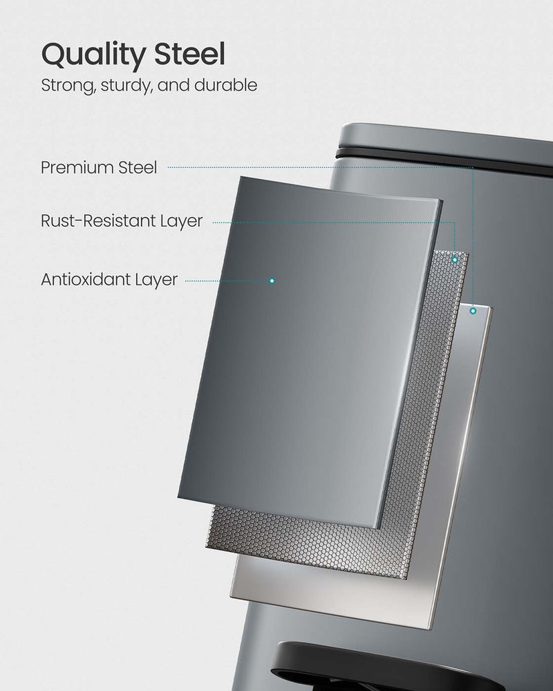 Slate Grey 6L Pedal Bin for Bathroom or Small Spaces with Soft Close Lid by Songmics