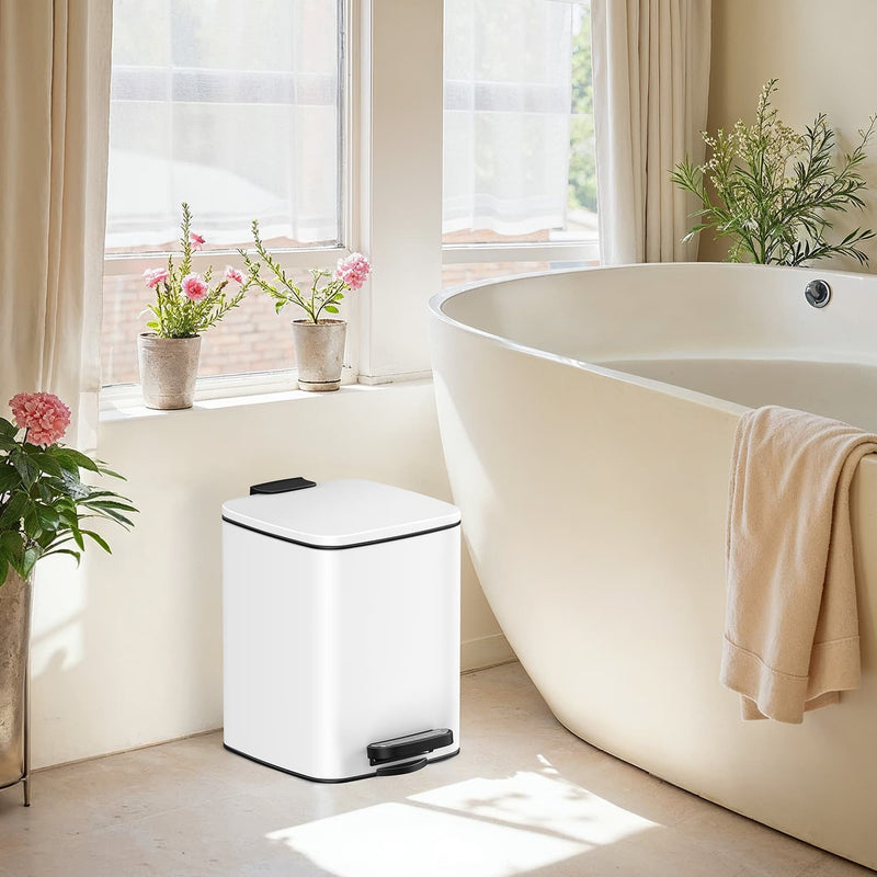 6L Bathroom Bin with Soft Close Lid Compact Rubbish Bin for Toilet or Ensuite by Songmics