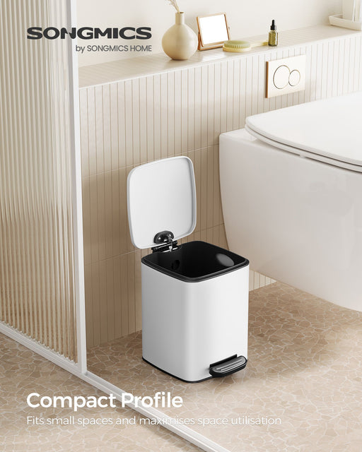 6 Litre Small Rubbish Bin with Lid Compact Waste Bin for Bathroom or Office by Songmics