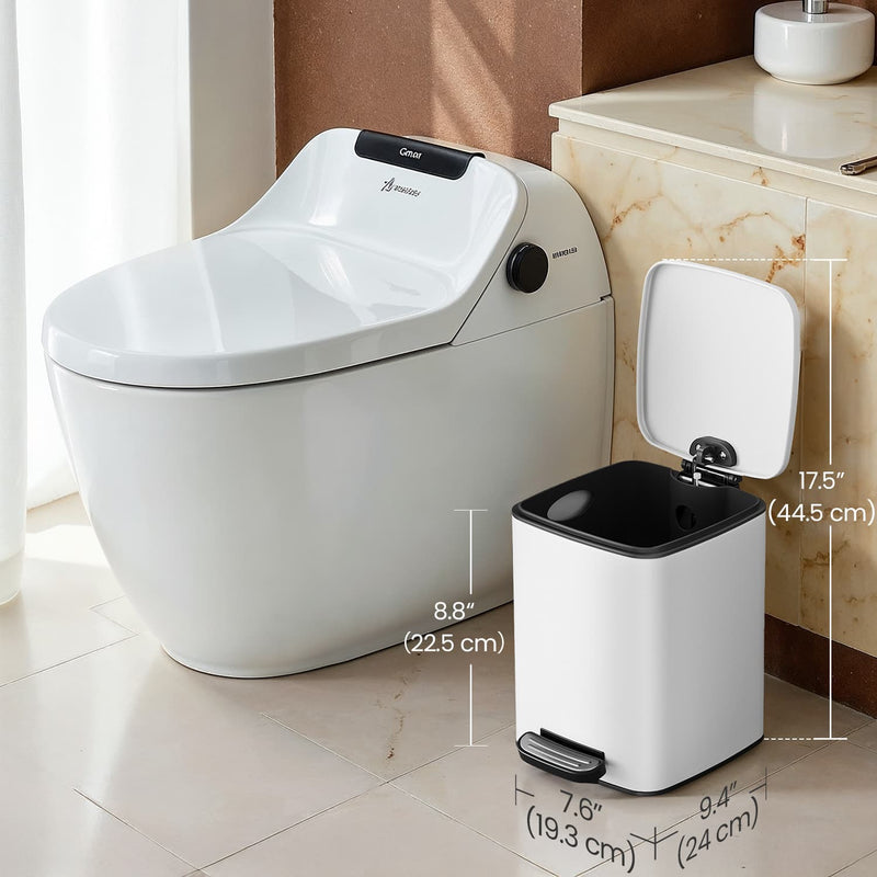 6L Bathroom Bin with Soft Close Lid Compact Rubbish Bin for Toilet or Ensuite by Songmics