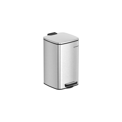 8L Pedal Bin in Metallic Silver Space Saving Rubbish Bin for Bathroom or Kitchen by Songmics