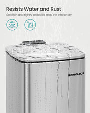 8L Pedal Bin in Metallic Silver Space Saving Rubbish Bin for Bathroom or Kitchen by Songmics