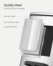 8L Pedal Bin in Metallic Silver Space Saving Rubbish Bin for Bathroom or Kitchen by Songmics