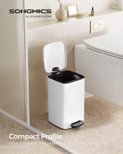 Slim Pedal Bin for Small Bathrooms and Tight Spaces with Soft Close Lid by Songmics