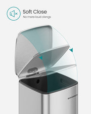 20L Steel Kitchen Bin with Removable Inner Bucket in Metallic Silver by Songmics