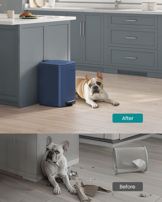 5.2 Gallon 20L Midnight Blue Pedal Bin with Soft Close Lid for Kitchen or Bathroom by Songmics