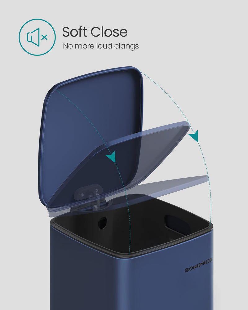 5.2 Gallon 20L Midnight Blue Pedal Bin with Soft Close Lid for Kitchen or Bathroom by Songmics