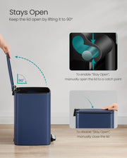 5.2 Gallon 20L Midnight Blue Pedal Bin with Soft Close Lid for Kitchen or Bathroom by Songmics