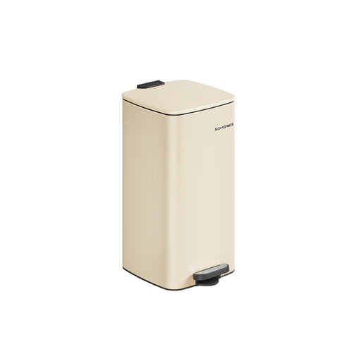 30 Litre Steel Pedal Bin with Removable Inner Bucket in Sand Beige for Kitchen by Songmics