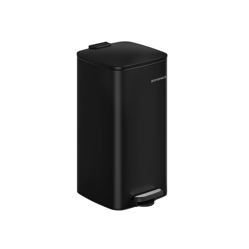 30L Black Steel Pedal Bin with Removable Inner Bucket for Kitchen Waste by Songmics