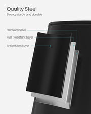 30L Black Steel Pedal Bin with Removable Inner Bucket for Kitchen Waste by Songmics