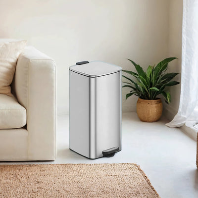 8 Litre Stainless Steel Kitchen Bin with Soft Close Lid and Pedal by Songmics