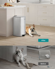 30L Metallic Silver Steel Kitchen Bin with Removable Inner Bucket by Songmics