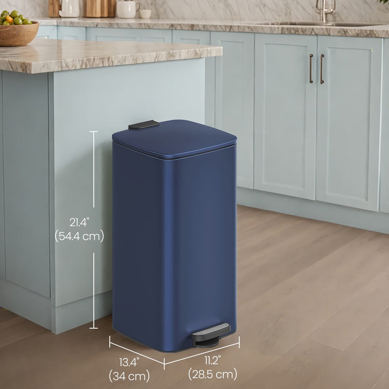 8 Gallon Stainless Steel Kitchen Bin with Soft Close Lid and Pedal by Songmics