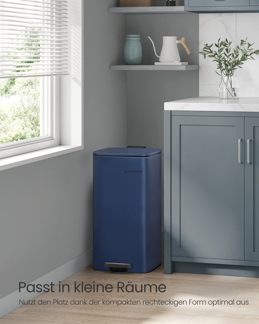 30 Litre Midnight Blue Steel Kitchen Bin with Removable Inner Bucket by Songmics