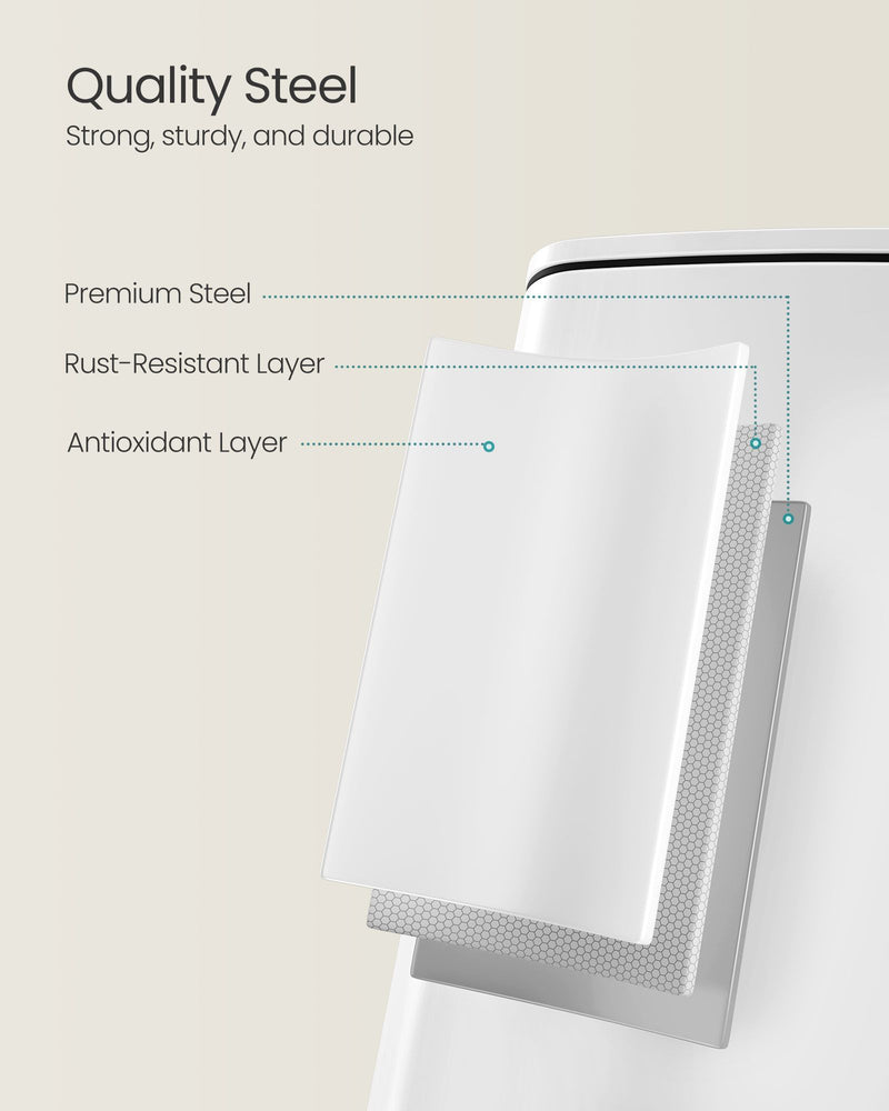 30 Litre Steel Kitchen Bin in Cloud White with Removable Inner Bucket by Songmics