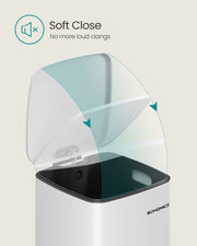 30 Litre Steel Kitchen Bin in Cloud White with Removable Inner Bucket by Songmics