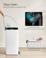 30 Litre Steel Kitchen Bin in Cloud White with Removable Inner Bucket by Songmics