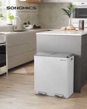 White double rubbish bin styled in a kitchen setting