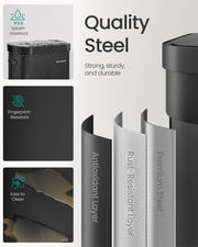 Motion Sensor Kitchen Bin with Automatic Touchless Opening and Soft Close Lid by Songmics