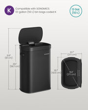 Motion Sensor Kitchen Bin with Automatic Touchless Opening and Soft Close Lid by Songmics