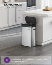 Motion Sensor Kitchen Bin with Automatic Touch Free Opening and Soft Close Lid by Songmics