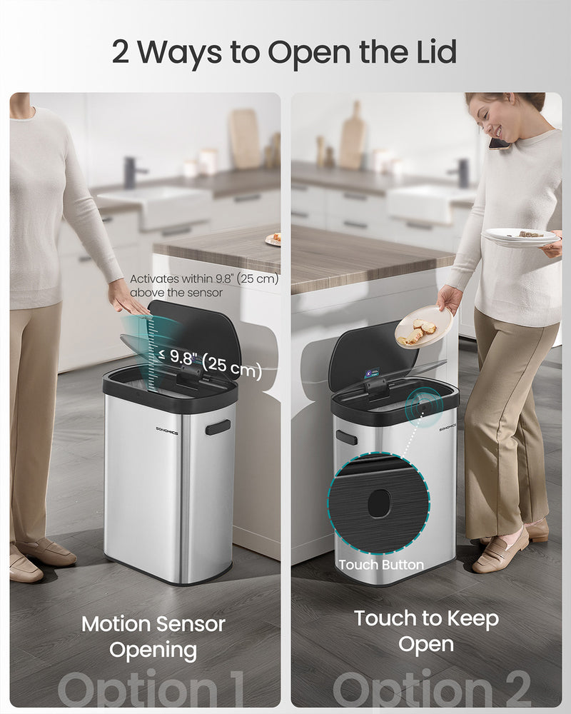 Motion Sensor Kitchen Bin with Automatic Touch Free Opening and Soft Close Lid by Songmics