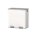 Songmics dual compartment pedal bin in white and grey, angled studio shot